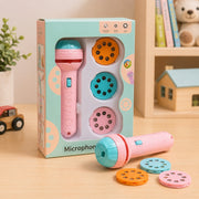 (T-025) (MOQ: 4 Pcs) Mini Projector Torch Toy Slide Flashlight Projector