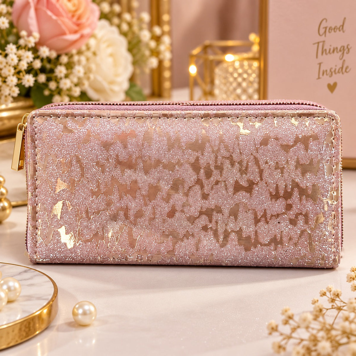 (BA13) Trendy Double Zip Long Clutch Wallet for Women with Stylish Design