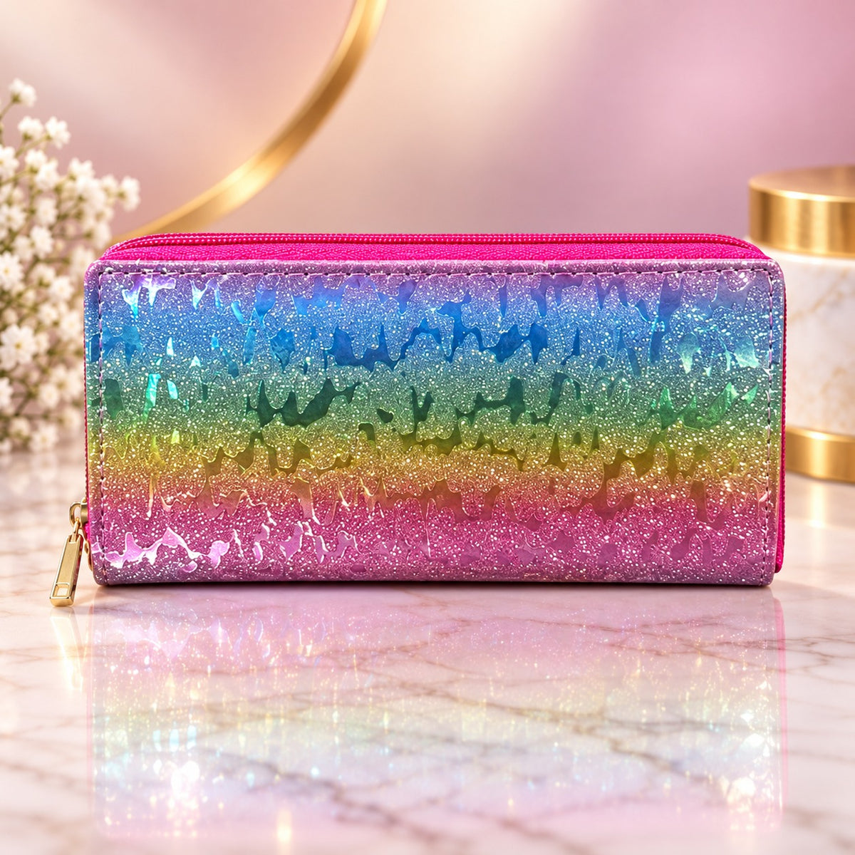 (BA13) Trendy Double Zip Long Clutch Wallet for Women with Stylish Design
