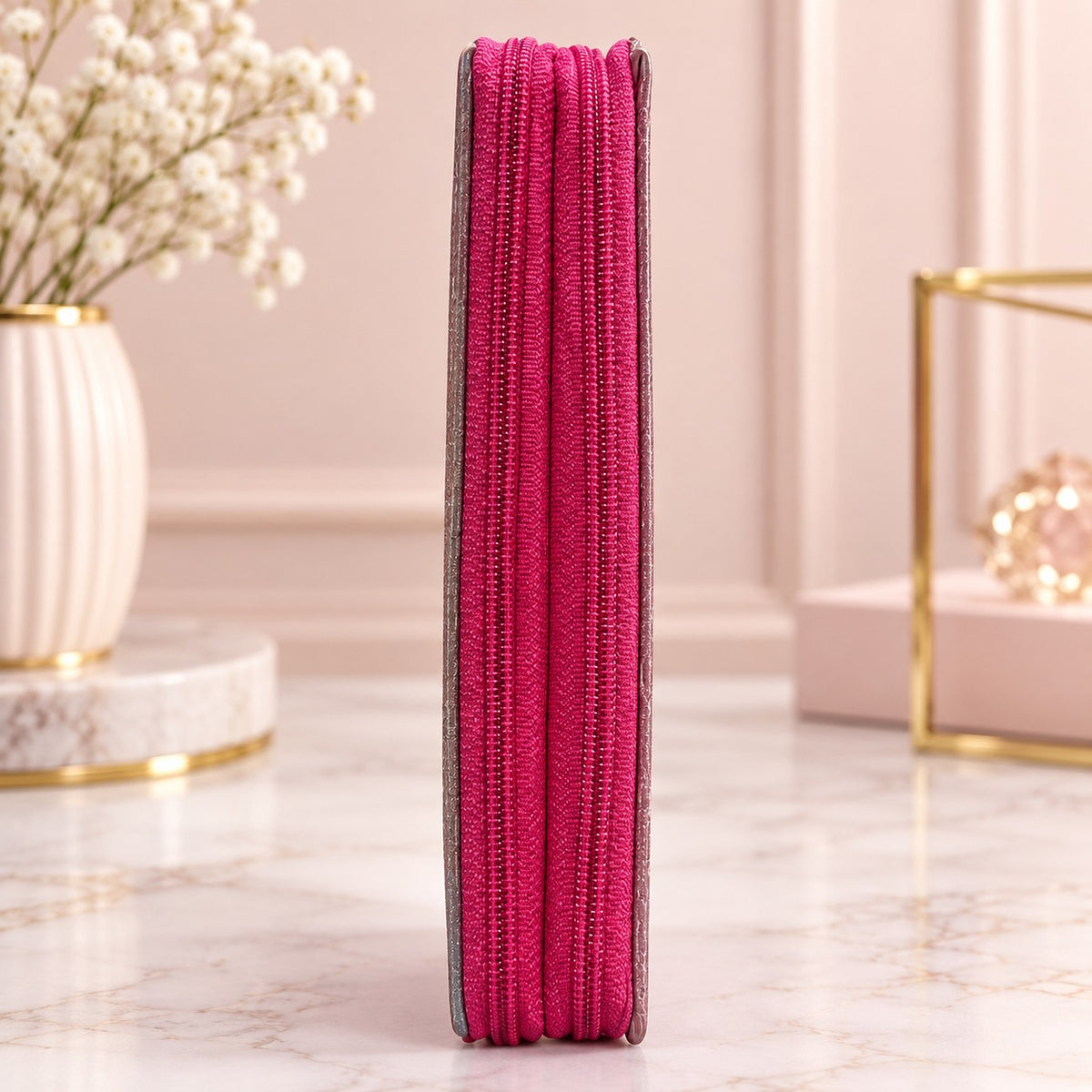 (BA13) Trendy Double Zip Long Clutch Wallet for Women with Stylish Design