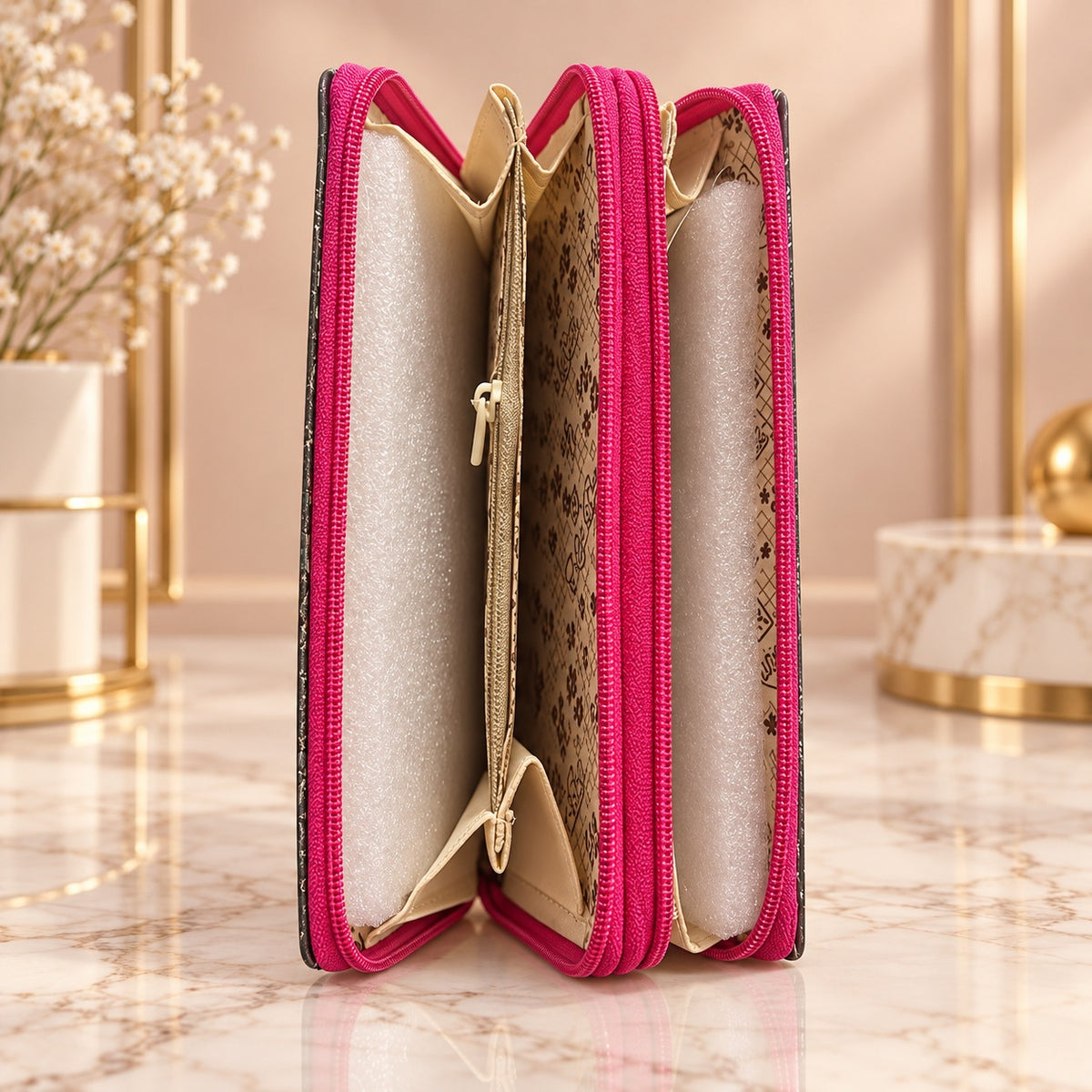 (BA13) Trendy Double Zip Long Clutch Wallet for Women with Stylish Design