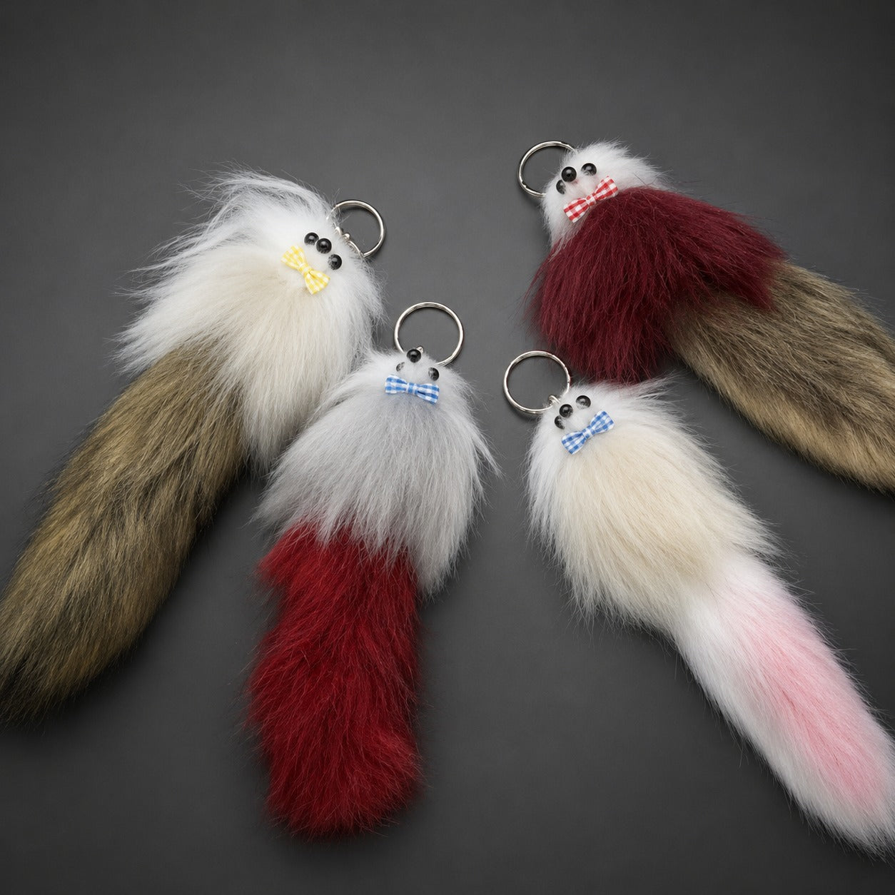 (KC-028) Soft Plush Fluffy Keychain with Animal Face – Cute Furry Bag Charm