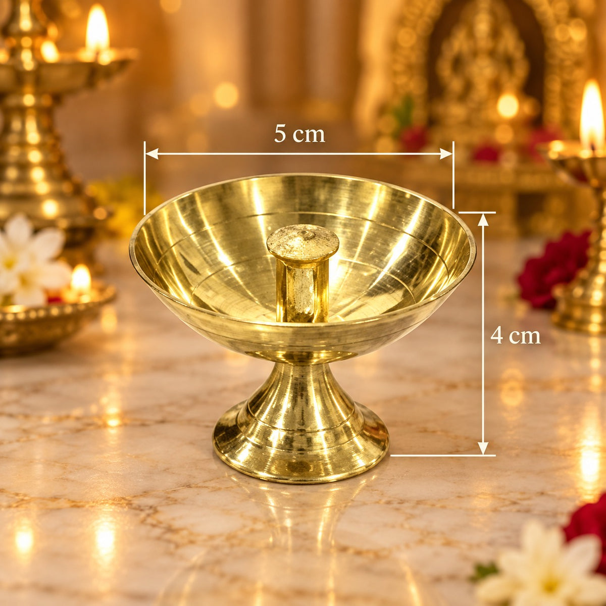 (MG8) (MOQ: 4 Pcs) Traditional Brass Pyali Diya Oil Lamp for Pooja and Festive Decor