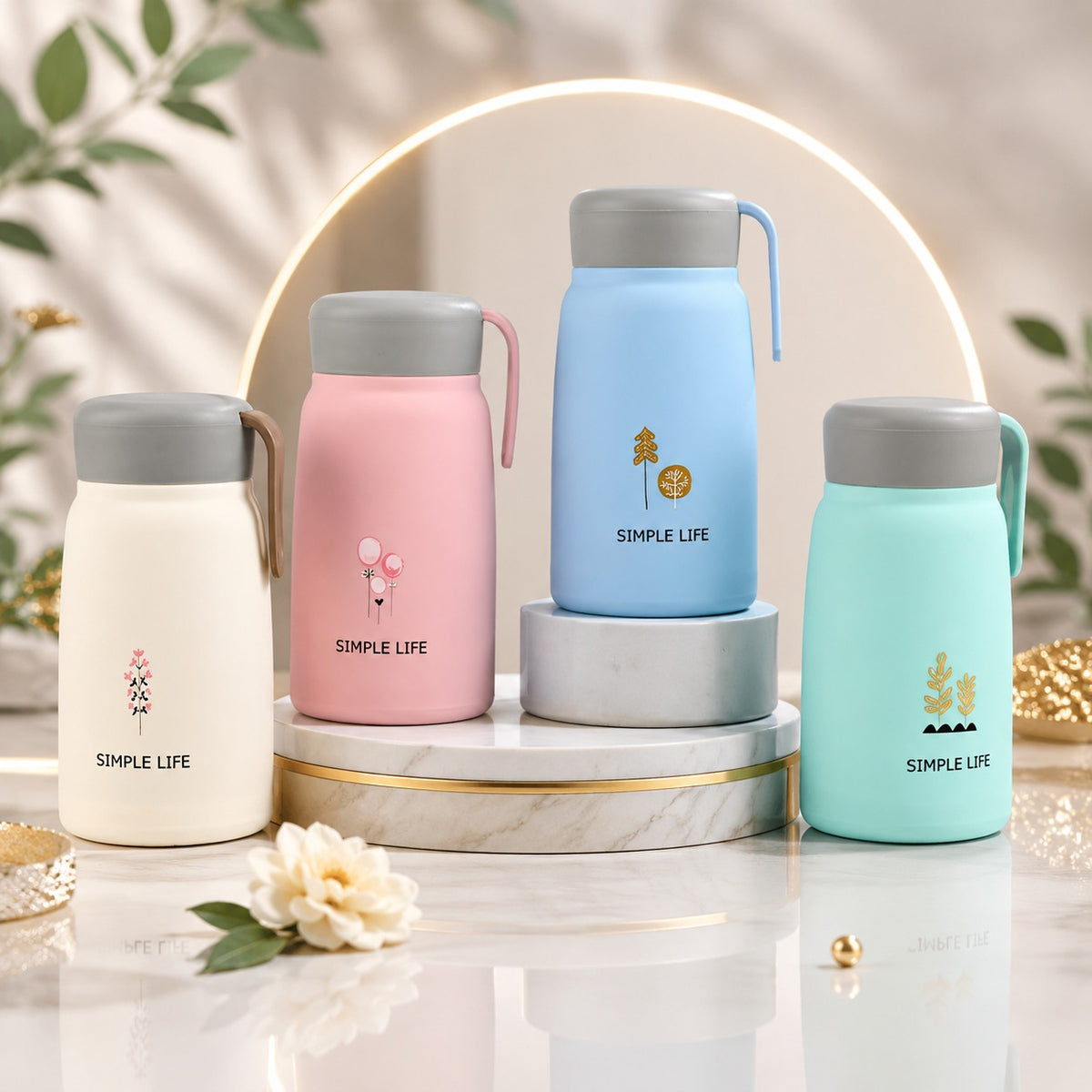 (B60) (MOQ: 4 Pcs) Simple Life Glass Water Bottle – Little Q Cup 330ML