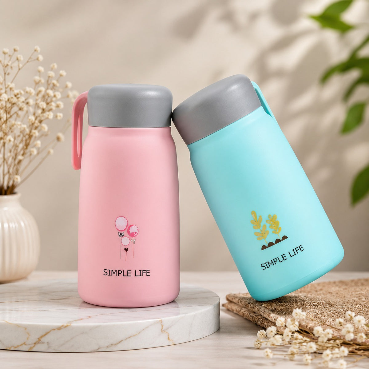 (B60) (MOQ: 4 Pcs) Simple Life Glass Water Bottle – Little Q Cup 330ML