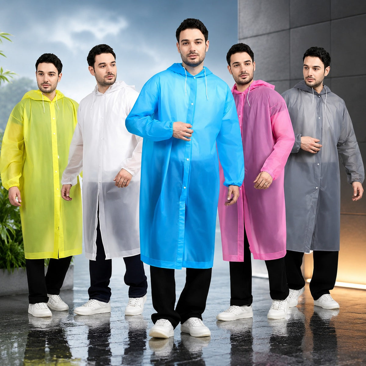 (S-015) (MOQ: 2 Pcs) Hooded Waterproof Raincoat – Rain Protection for Men & Women