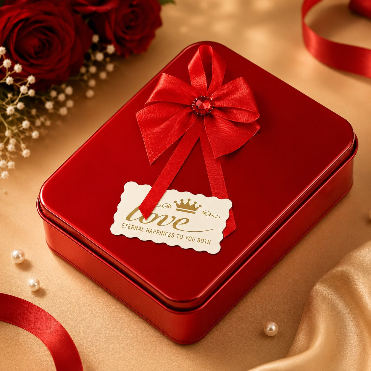 (G-035) (MOQ: 4Pcs) Rectangle Shape Gift Tin Box – Decorative Gift Box for Return Gifts
