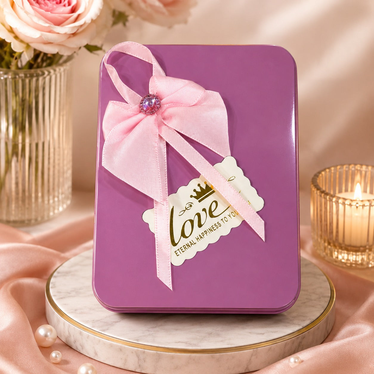 (G-035) (MOQ: 4Pcs) Rectangle Shape Gift Tin Box – Decorative Gift Box for Return Gifts