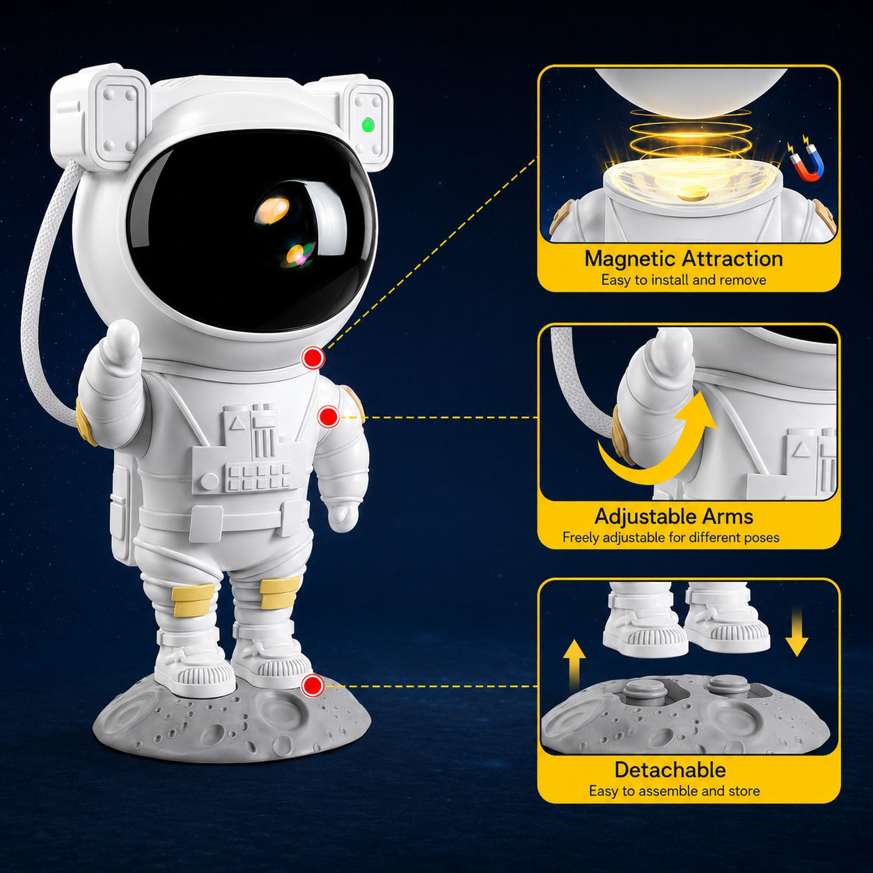 (LI-010) Astronaut Galaxy Projector Night Light – LED Lamp, Remote & 360° Rotation