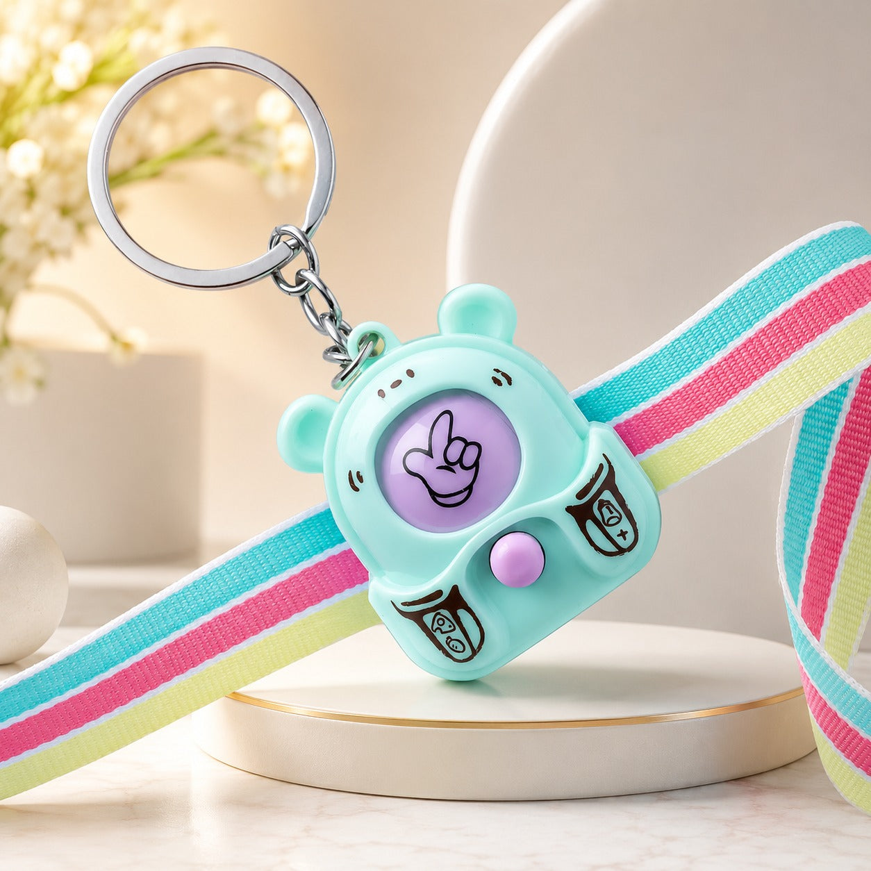 (KC-034) (MOQ: 4Pcs) Rock Paper Scissor Changing Keychain – Cartoon Game Keychain
