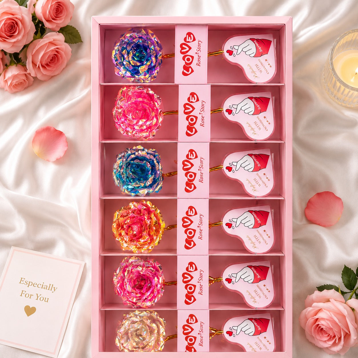 (G-003) Rose Love Gift Set with Heart Message – Romantic Gift Box
