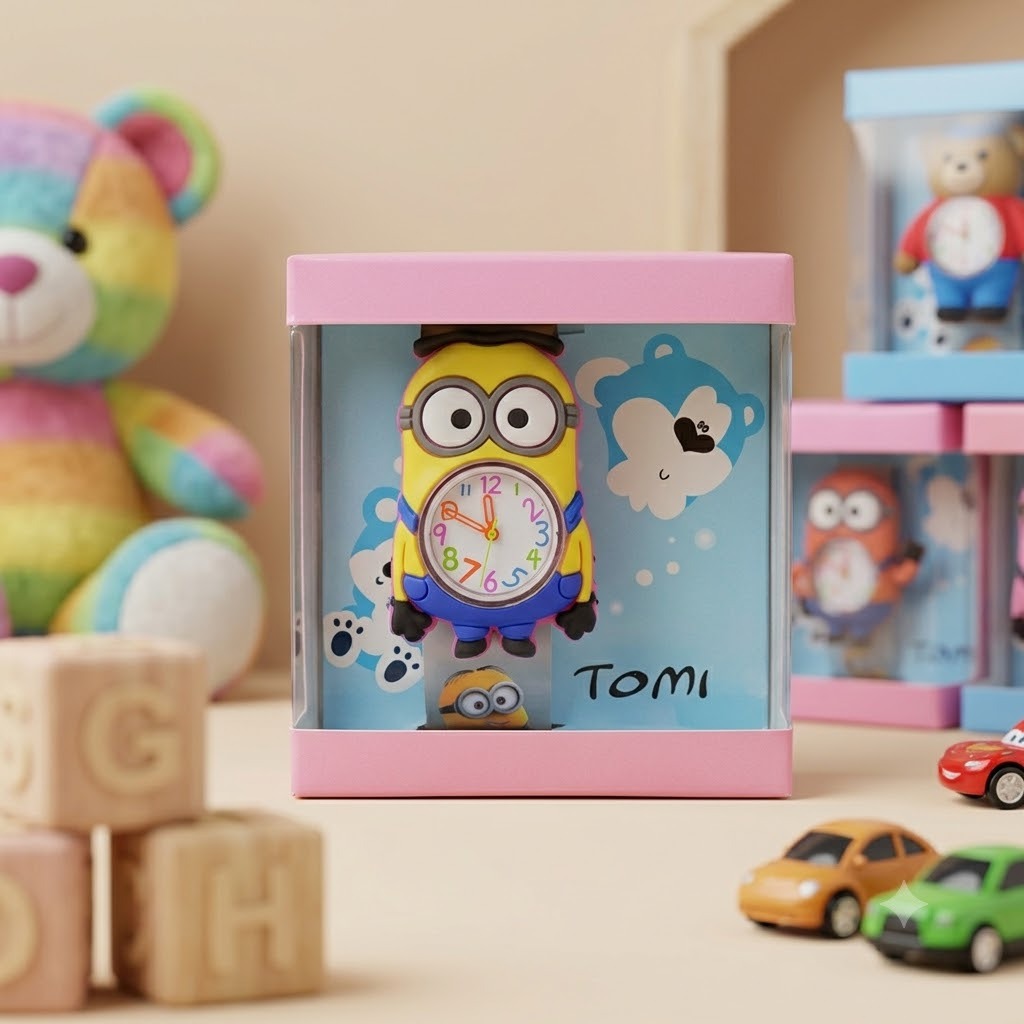 (KA-012) Cartoon Rubber Dial Watch with Box – Kids Analog Wrist Watch