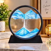 (G55) Sand Art Picture Liquid Motion 3D Round Glass Quicksand Decor