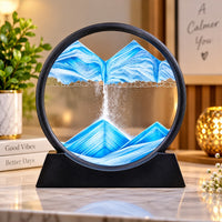 (G55) Sand Art Picture Liquid Motion 3D Round Glass Quicksand Decor