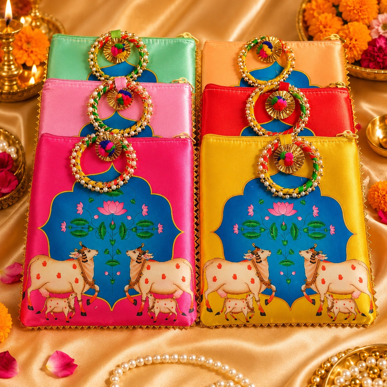 (R-009) (MOQ: 10 Pcs) Elegant Satin Potli Bags for Gifts & Return Favors