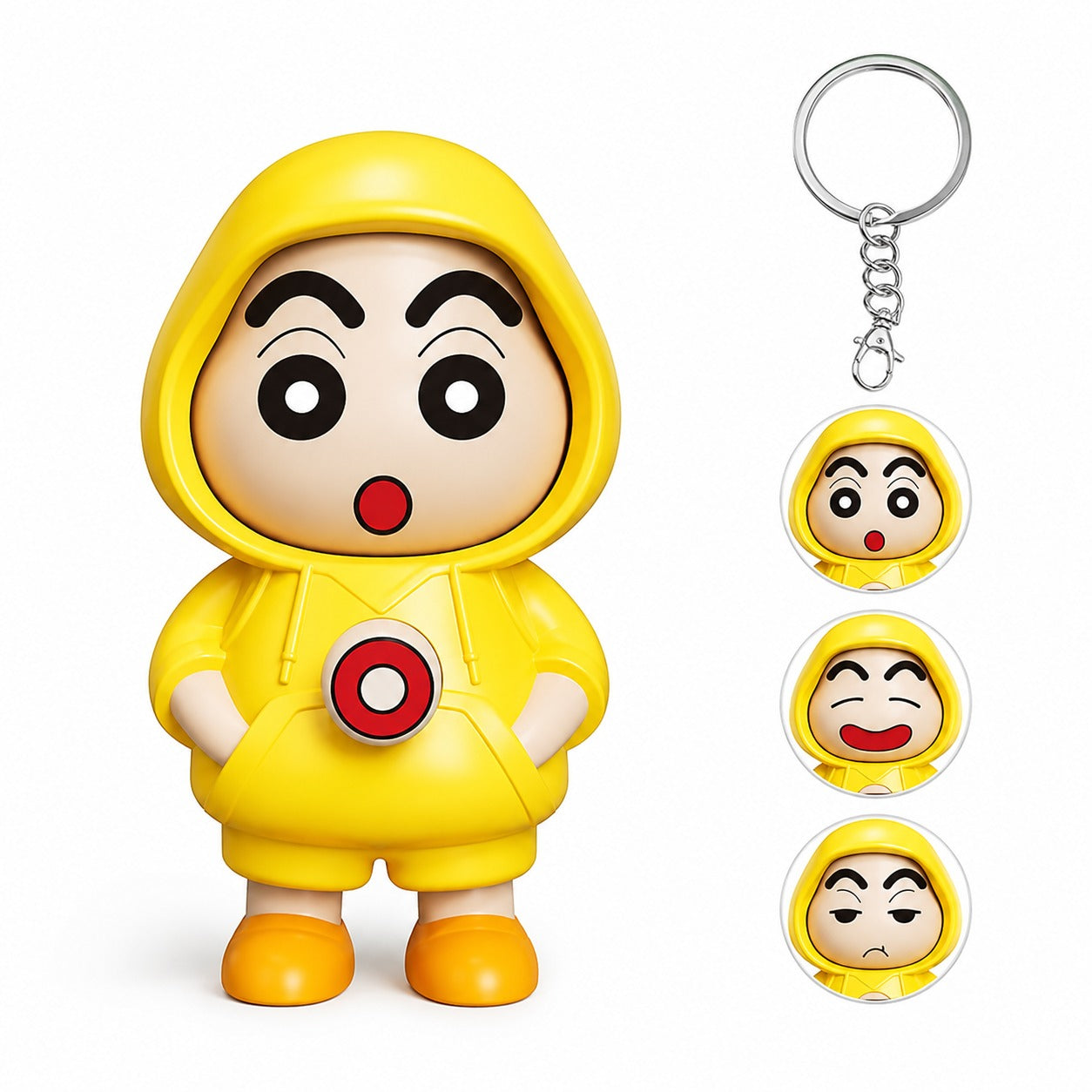 (KC-004) (MOQ: 4 Pcs) Celwaly Shinchan 3D Face-Flip Keychain