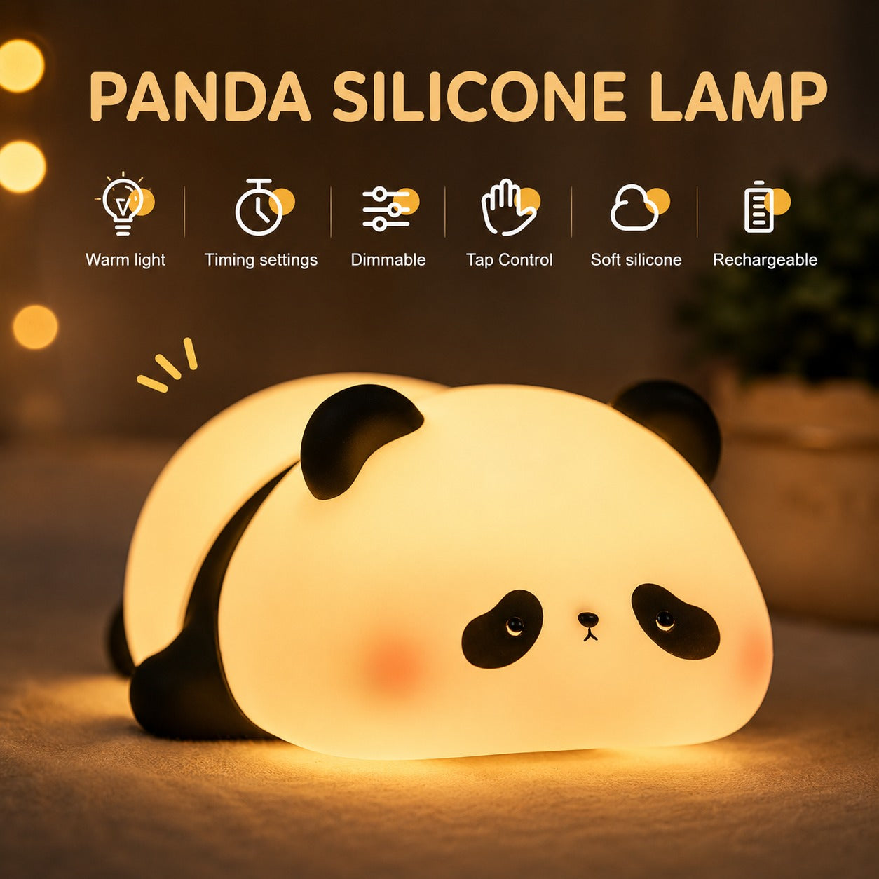 (LI-013) Rechargeable Silicone Panda Night Light – Cute LED Sleeping Lamp
