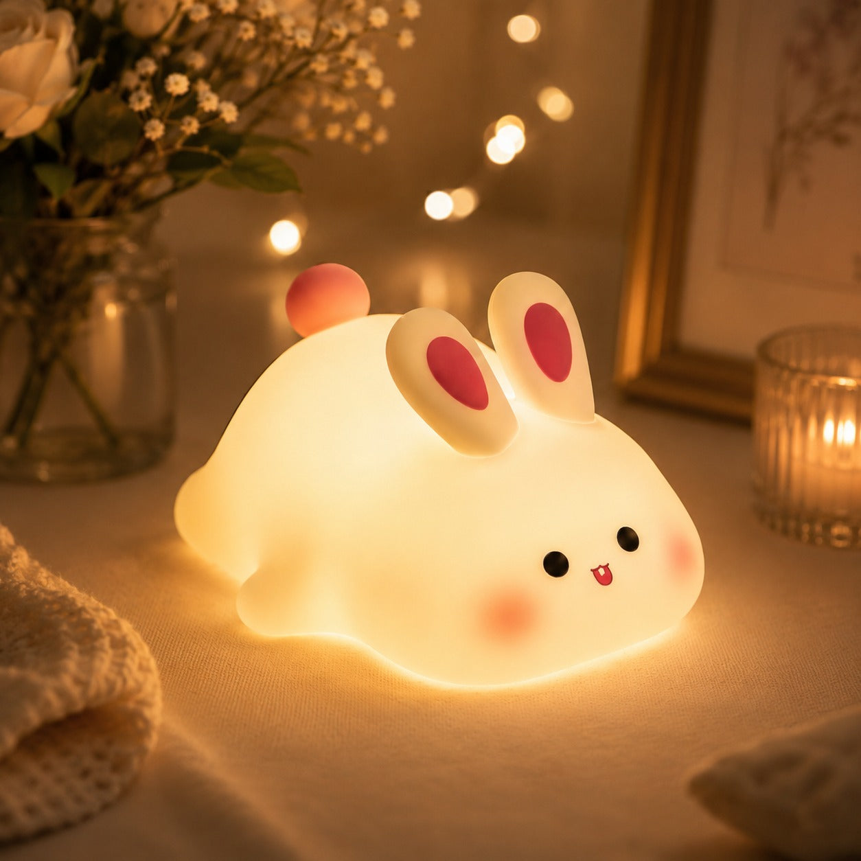 (LI-019) Big Sleeping Rabbit LED Night Lamp – Soft Silicone Rechargeable Bedside Lamp
