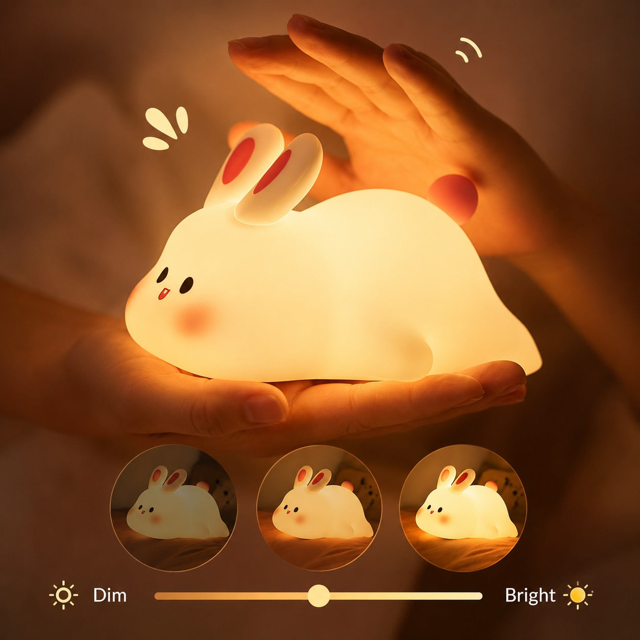 (LI-012 D) (MOQ: 4 Pcs) Mini Rabbit Lamp (Small Size) – Warm Yellow LED Night Light