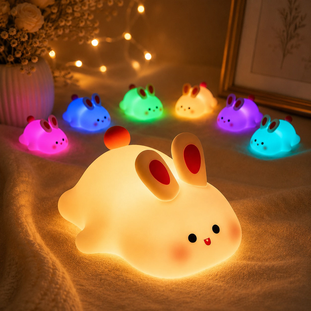 (LI-019) Big Sleeping Rabbit LED Night Lamp – Soft Silicone Rechargeable Bedside Lamp
