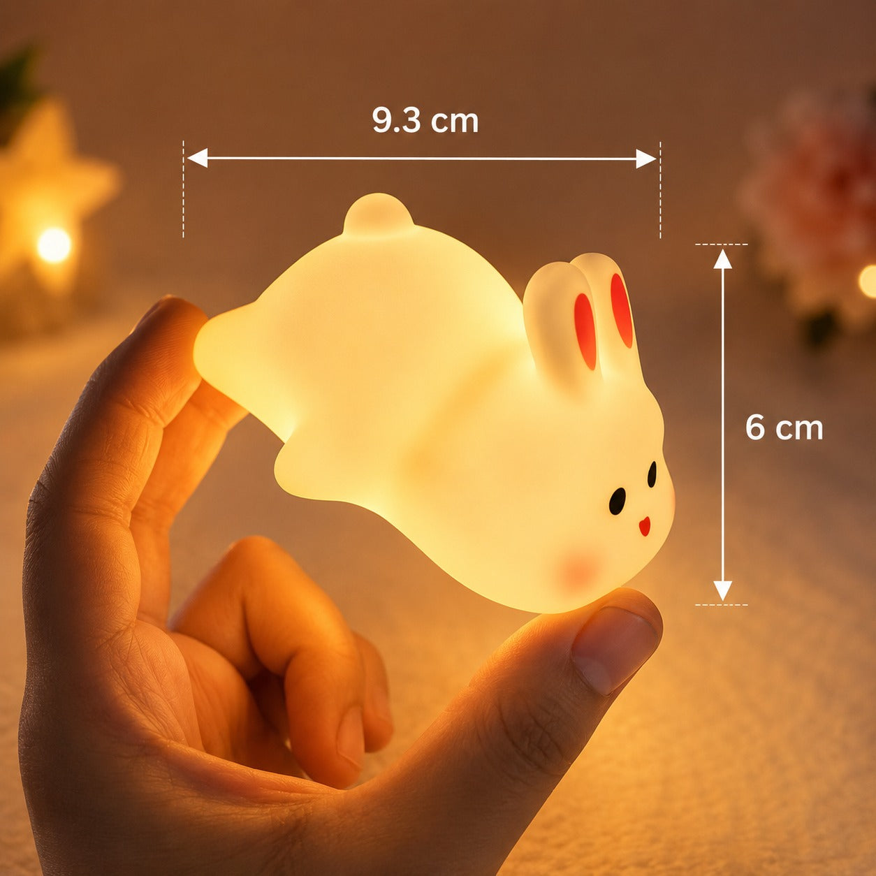 (LI-012 D) (MOQ: 4 Pcs) Mini Rabbit Lamp (Small Size) – Warm Yellow LED Night Light