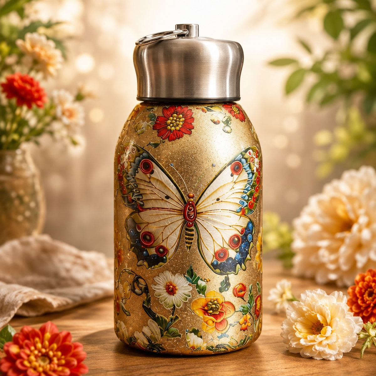 (B16) Portable Printed Vacuum Insulated 300ml – Leakproof Water Bottle