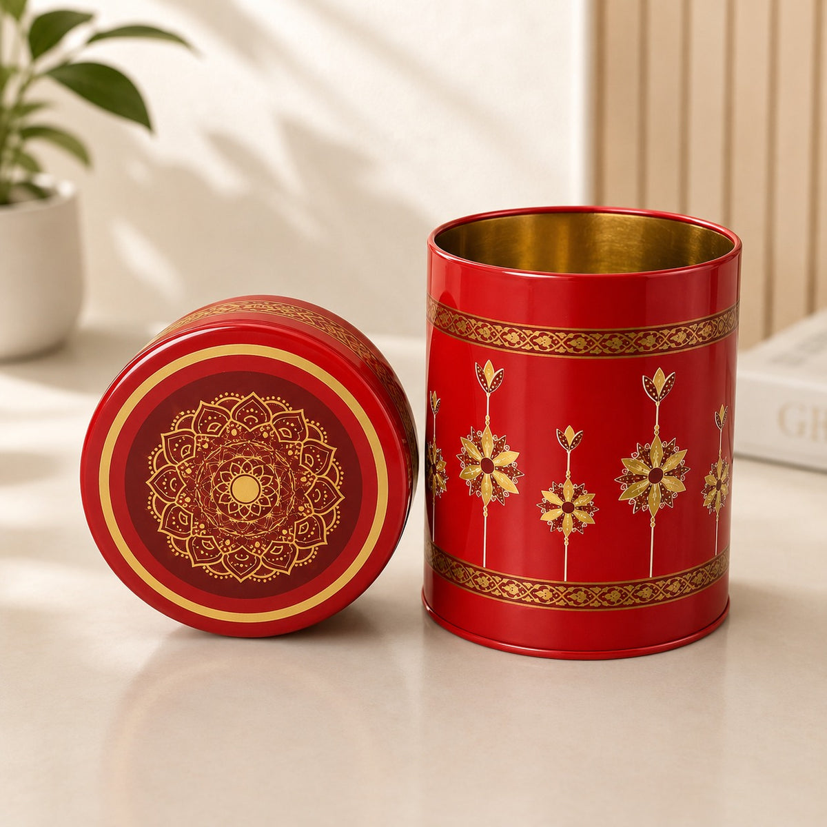 (R36) (MOQ: 4 Pcs) Metal Print Tin Container for Storage & Gifting