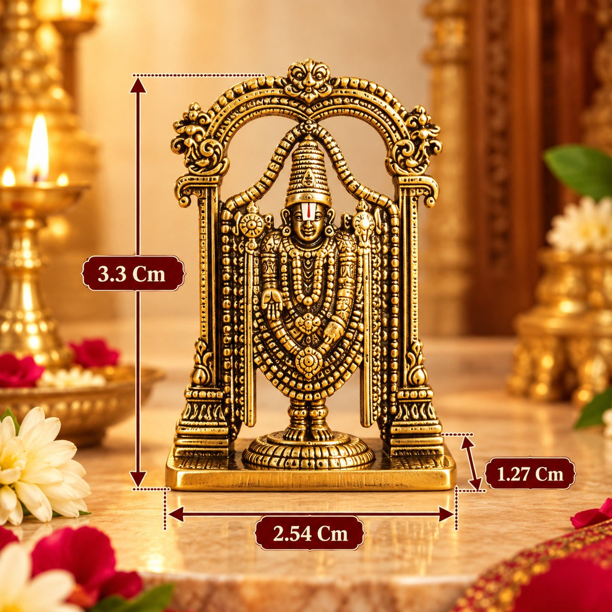 (MG23) (MOQ: 30 Pcs) Small Brass Lord Tirupati Balaji Idol for Pooja and Home Decor