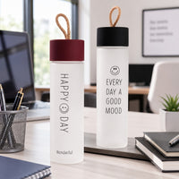 (B-044) (MOQ: 12 Pcs) Smiley Glass 350 Ml Water Bottle