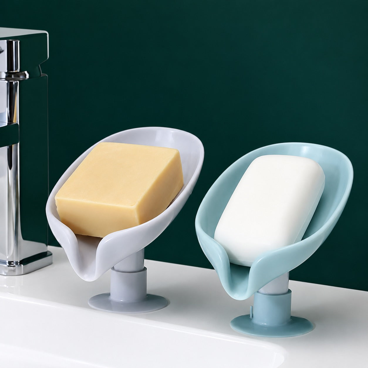 (HL-015) (MOQ : 4 Pcs) Leaf-Shaped Soap Holder Tray with Auto Drain