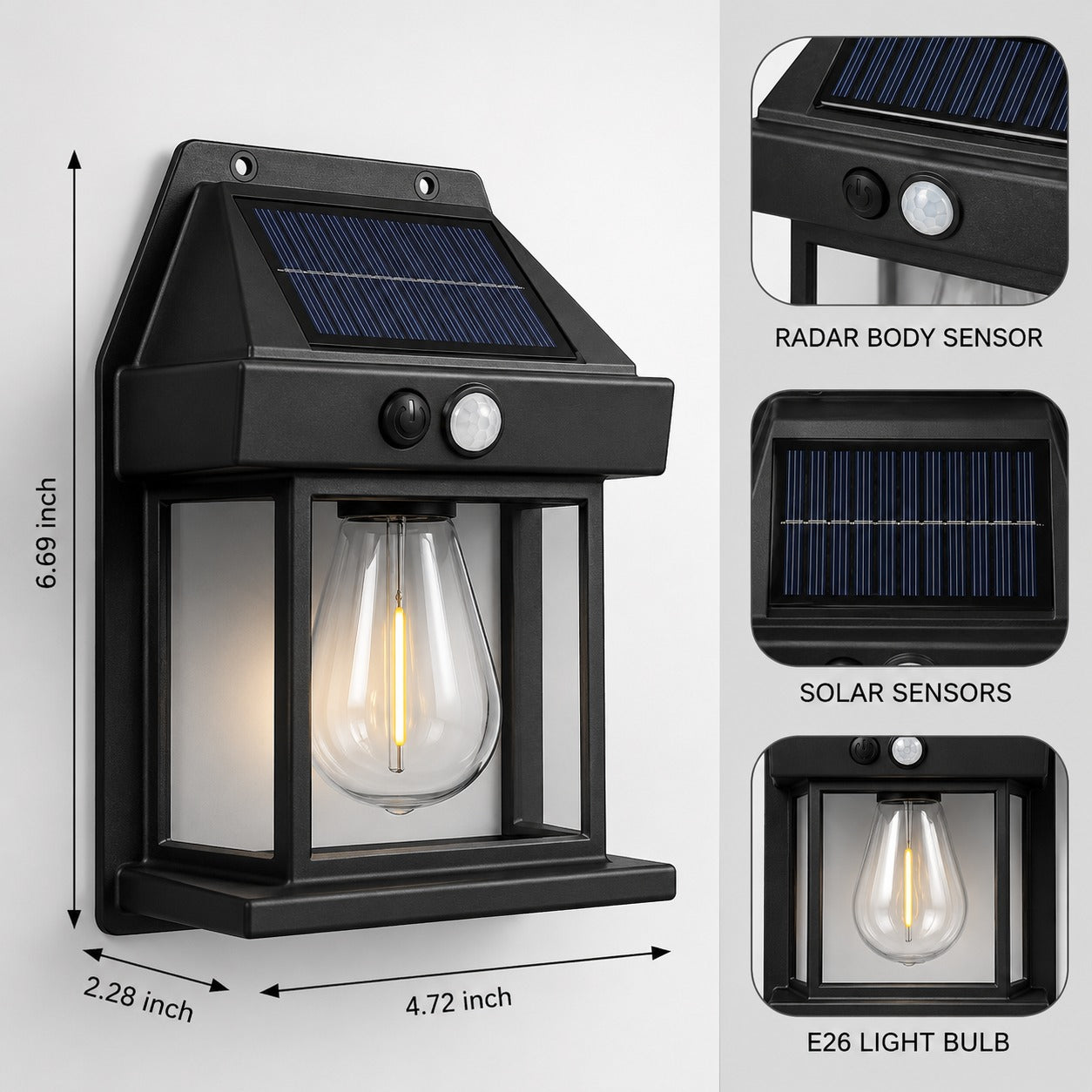 (HL-012) Solar Interaction Wall Lamp – Motion Sensor Outdoor Light