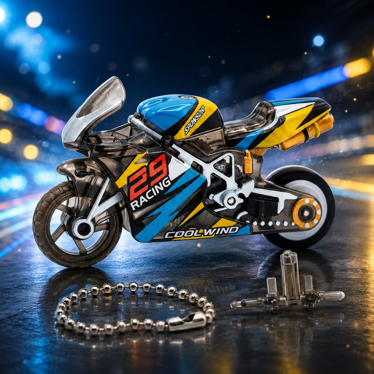(KC-031) (MOQ: 4 Pcs) Spark Bike Keychain Mini Pull Back Toy| Mini Motorcycle Key Chain