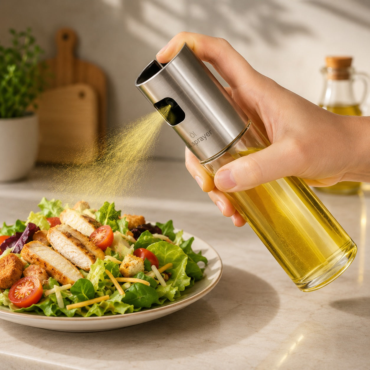 (K-010) (MOQ: 4 Pcs) Premium Oil Sprayer Bottle 100ml – Food Grade Kitchen Oil Spray