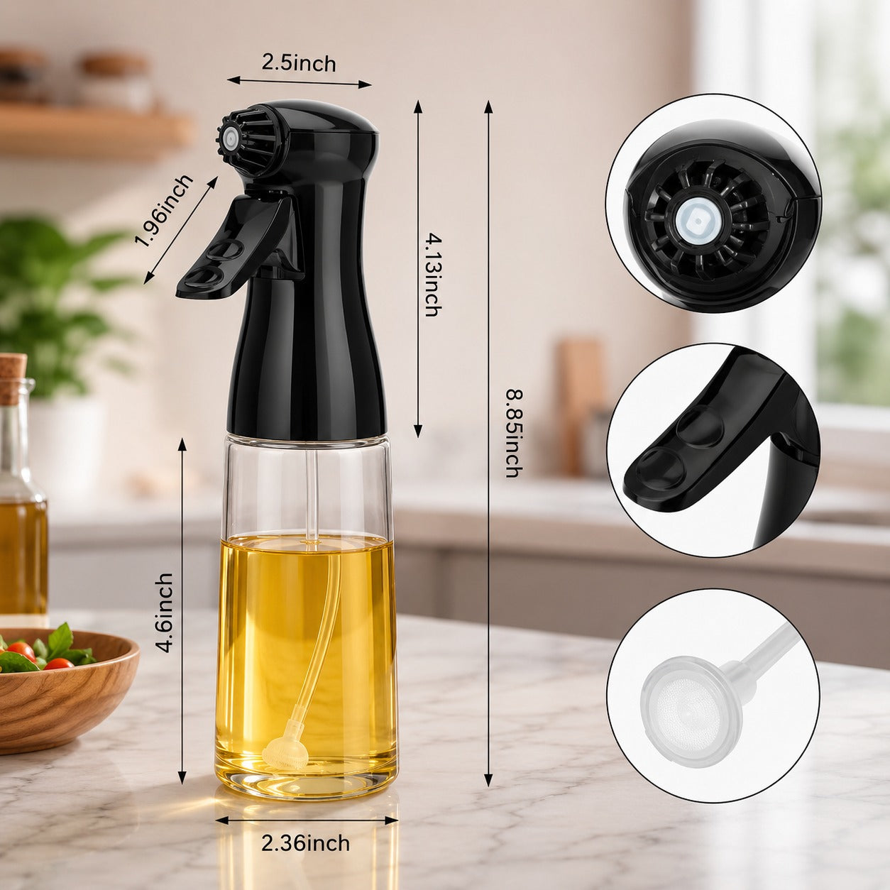 (K-005) Premium Oil Sprayer for Cooking – Multi-Purpose Kitchen Oil Spray Bottle
