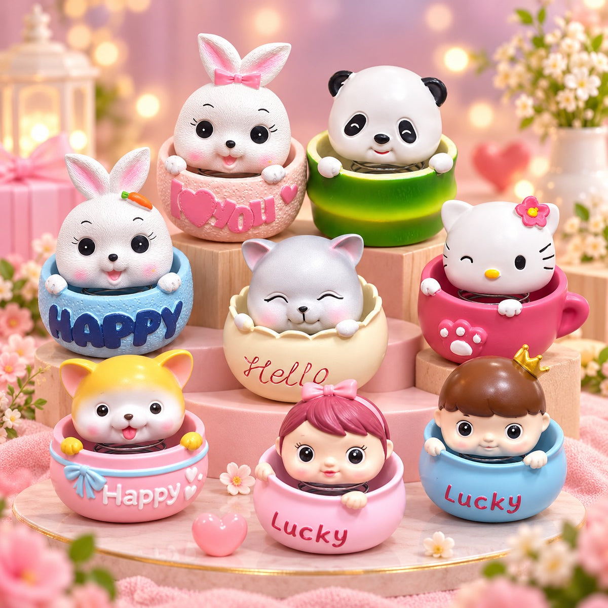 (C8) Cartoon Multi Design Spring Head Bobblehead Toy for Car Dashboard Decorative Display