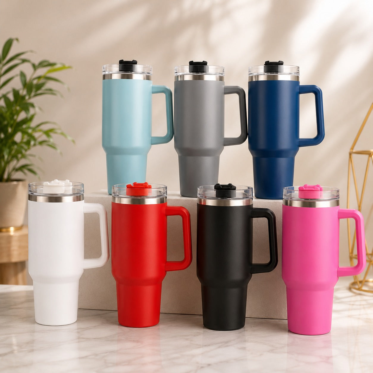 (B-055) Vacuum Insulated Stainless Steel 1200 ML Travel Mug Tumbler