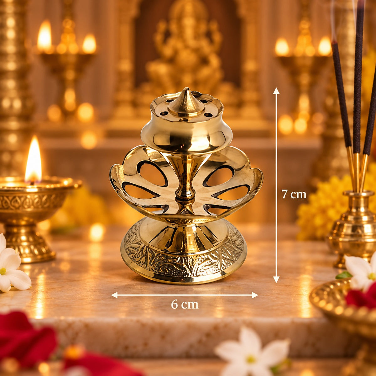 (MG15) (MOQ: 30 Pcs) Traditional Brass Agardan Stick Holder for Pooja and Home Fragrance