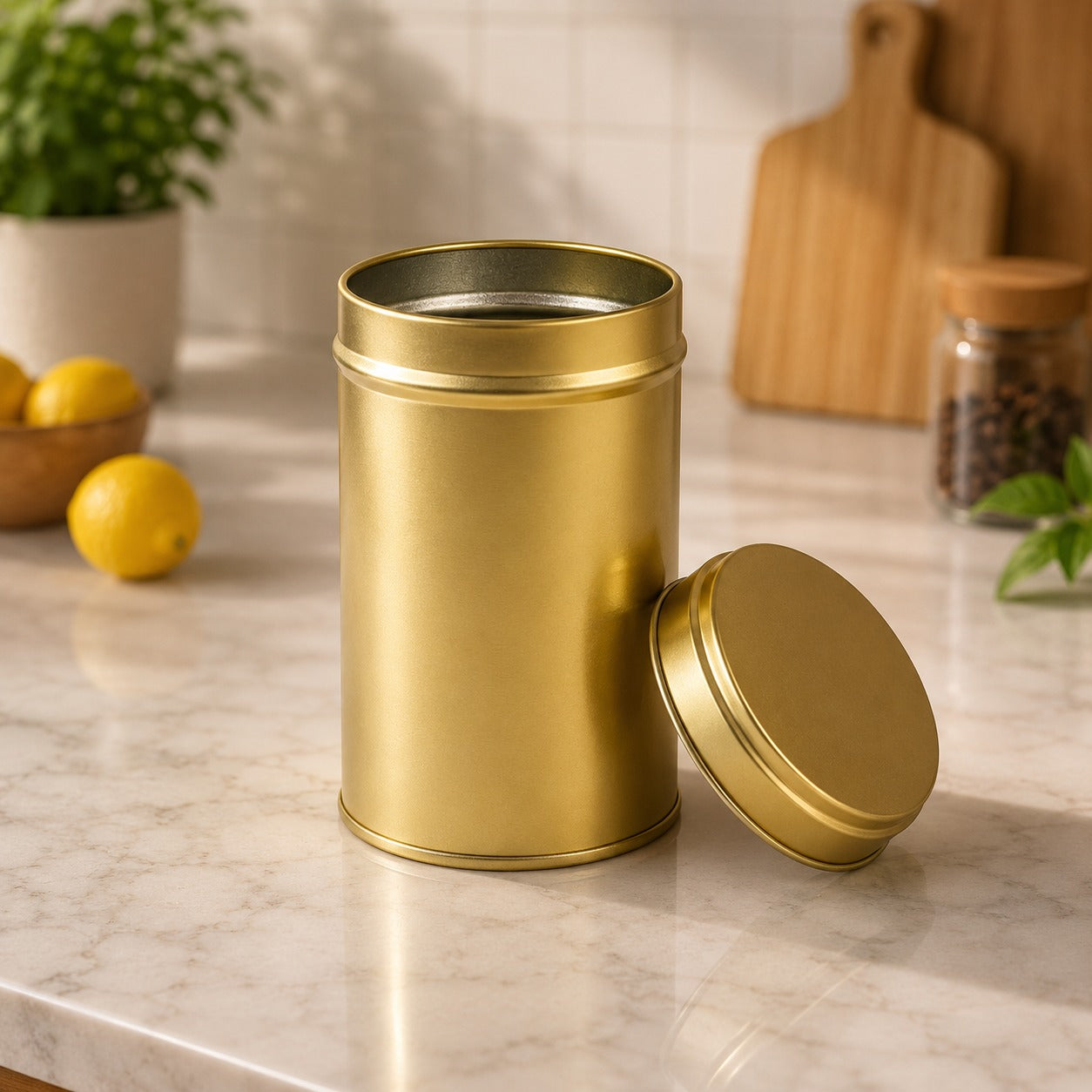 (K-008) (MOQ: 4 Boxes) Printed Metal Storage Container with Lid