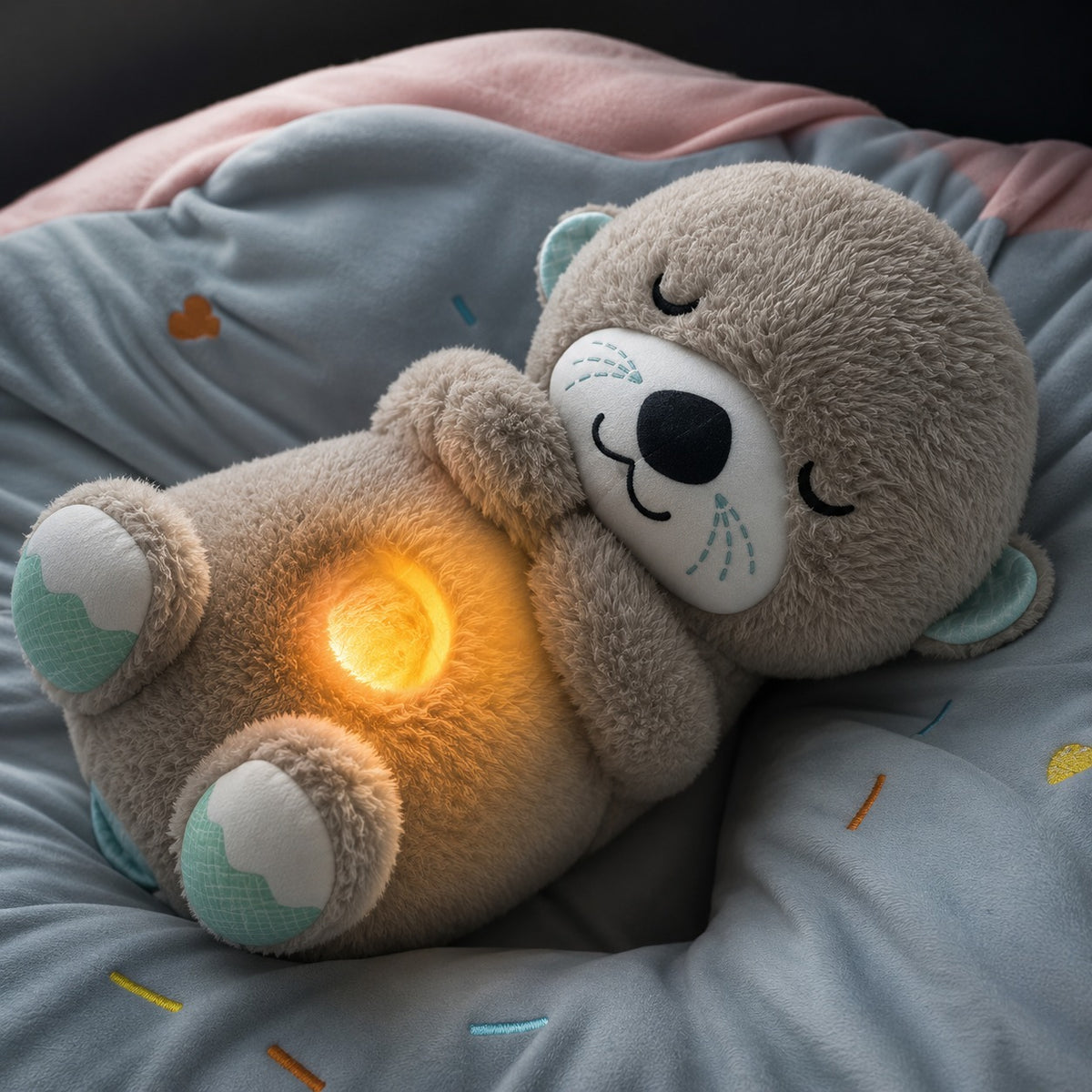 (LI2) (MOQ :4 Pcs) Breathing Teddy Night Light – Soft Silicone LED Bedside Lamp