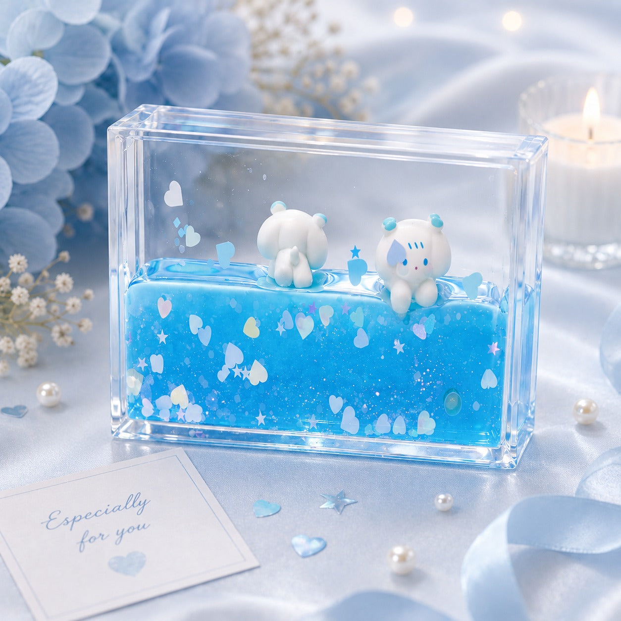 (G-016) (MOQ: 4Pcs) Cute Bear Liquid Motion Display Toy for Desk Décor