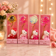 (G4) Love Teddy with Rose – Cute Romantic Gift for Special Occasions