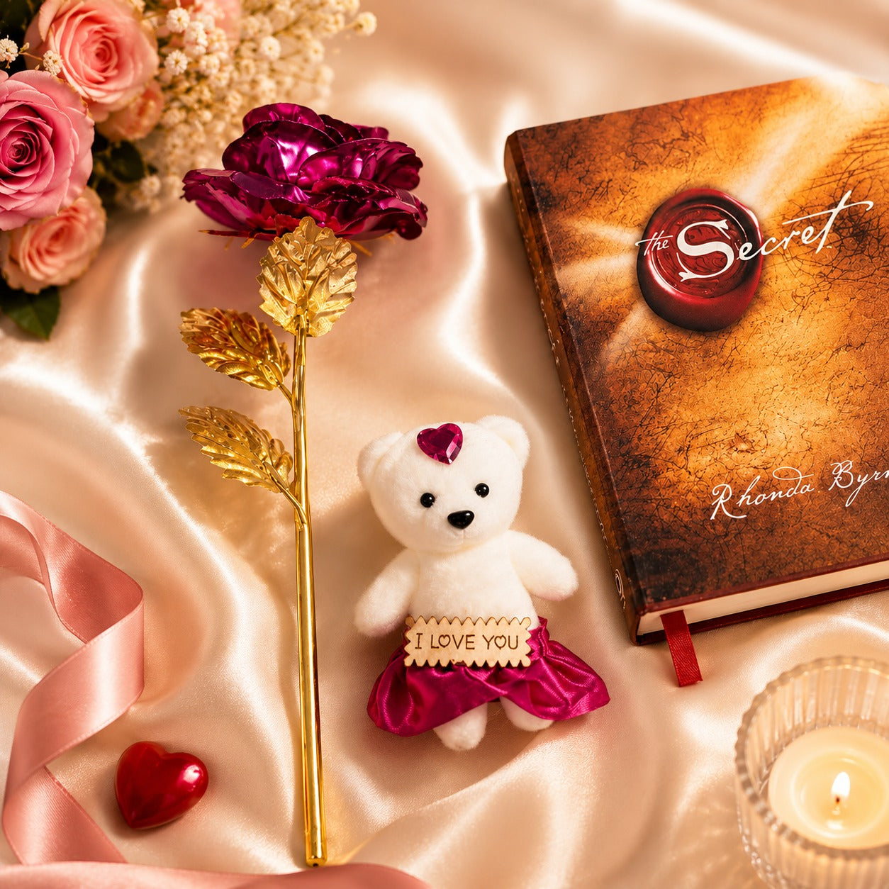 (G-004) Love Teddy with Rose – Cute Romantic Gift for Special Occasions