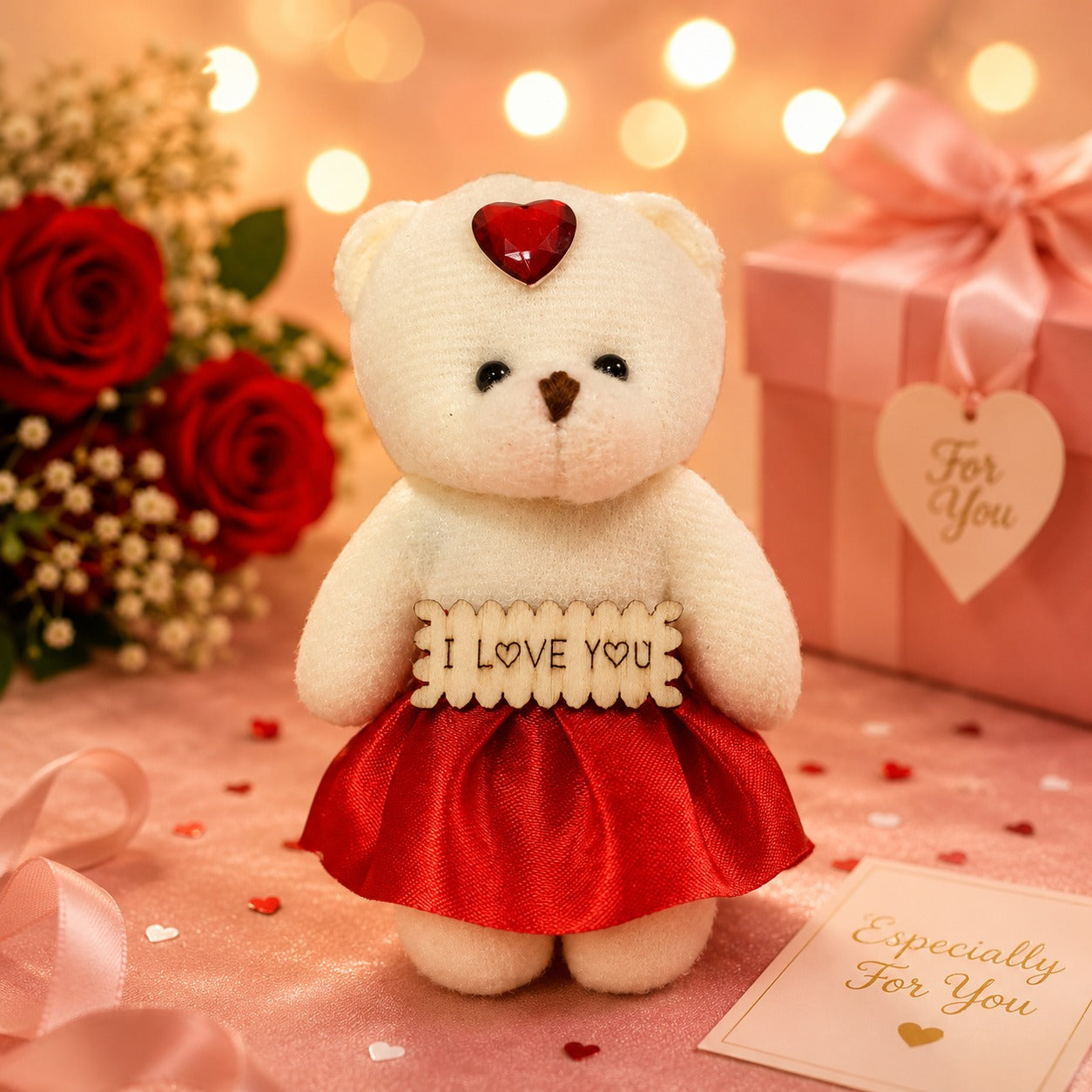 (G-009) Romantic Teddy Bear & Red Rose Gift Set for Special Occasions