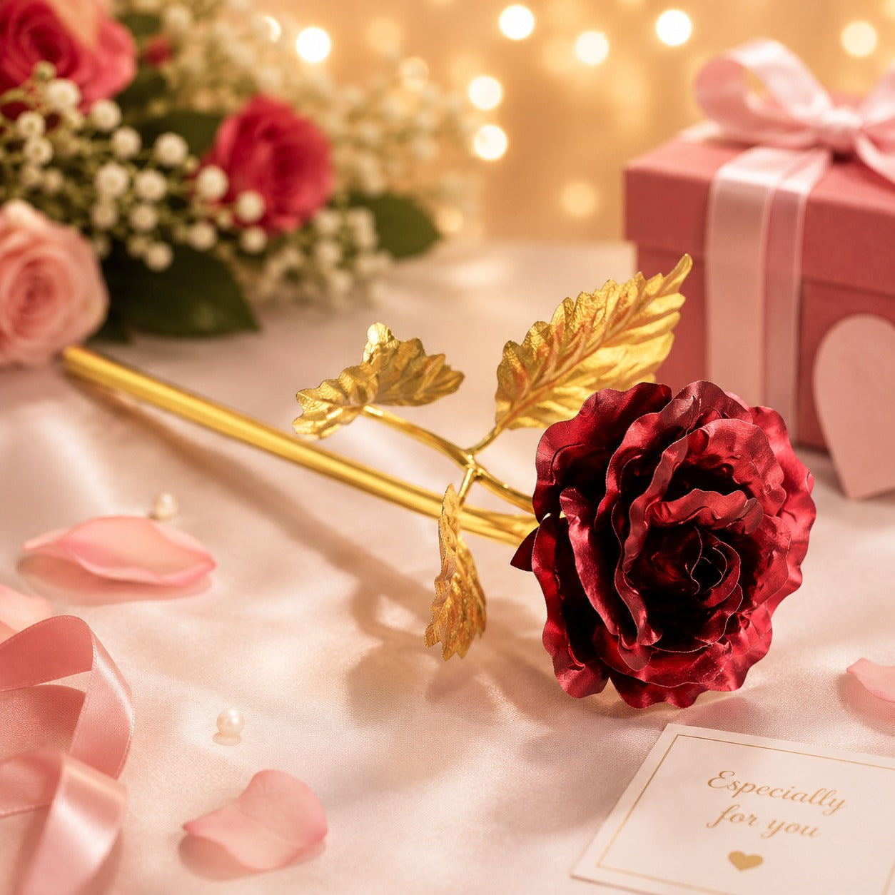 (G-009) Romantic Teddy Bear & Red Rose Gift Set for Special Occasions