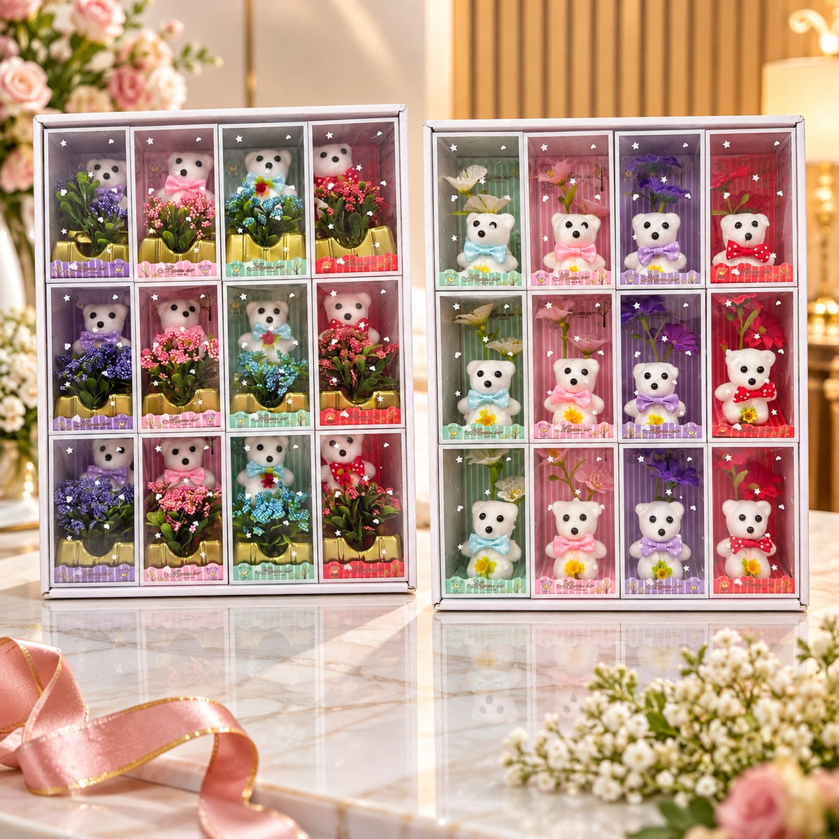 (G1) (MOQ - 2 Pcs) Little Plush Teddy Bear Set with Box | Cute Soft Toy Gift Set