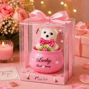 (G-007) (MOQ: 4 Pcs) Lucky Teddy Bear in Ceramic Pot with Artificial Plant