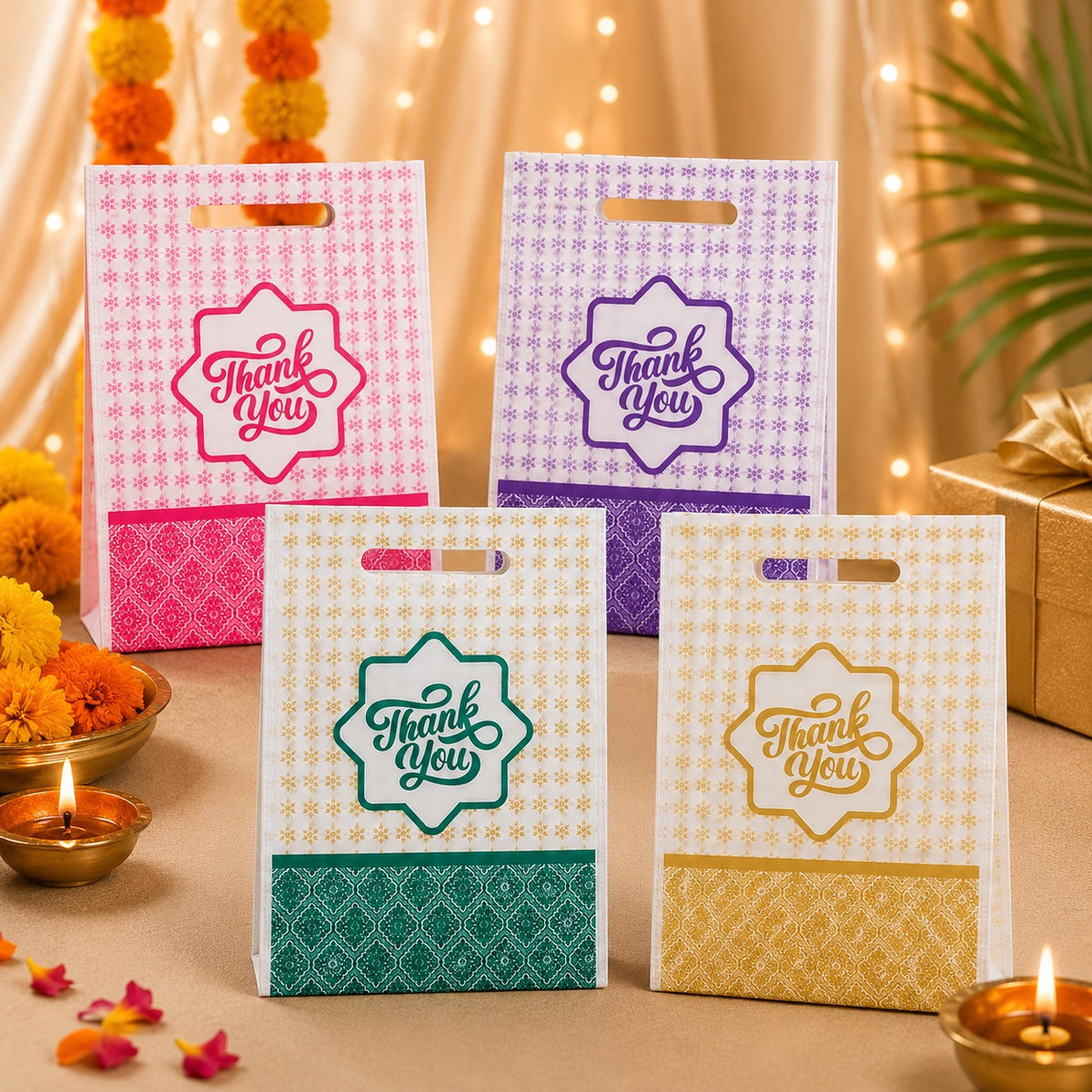 (R35) (MOQ: 30 Pcs) Thank You Printed Return Gift Bags with Handle