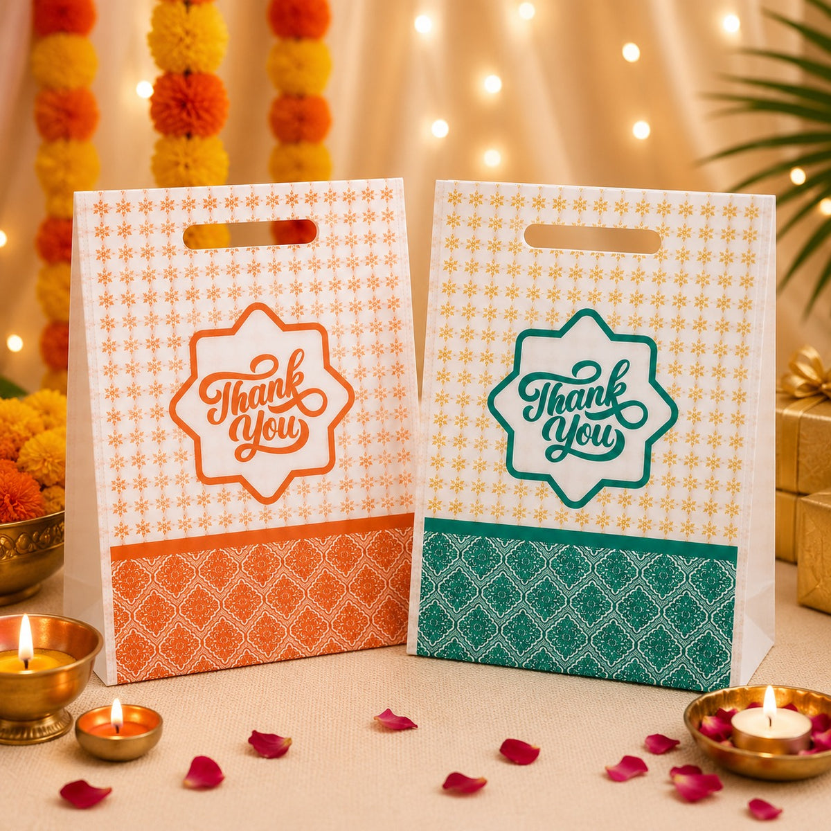 (R35) (MOQ: 30 Pcs) Thank You Printed Return Gift Bags with Handle