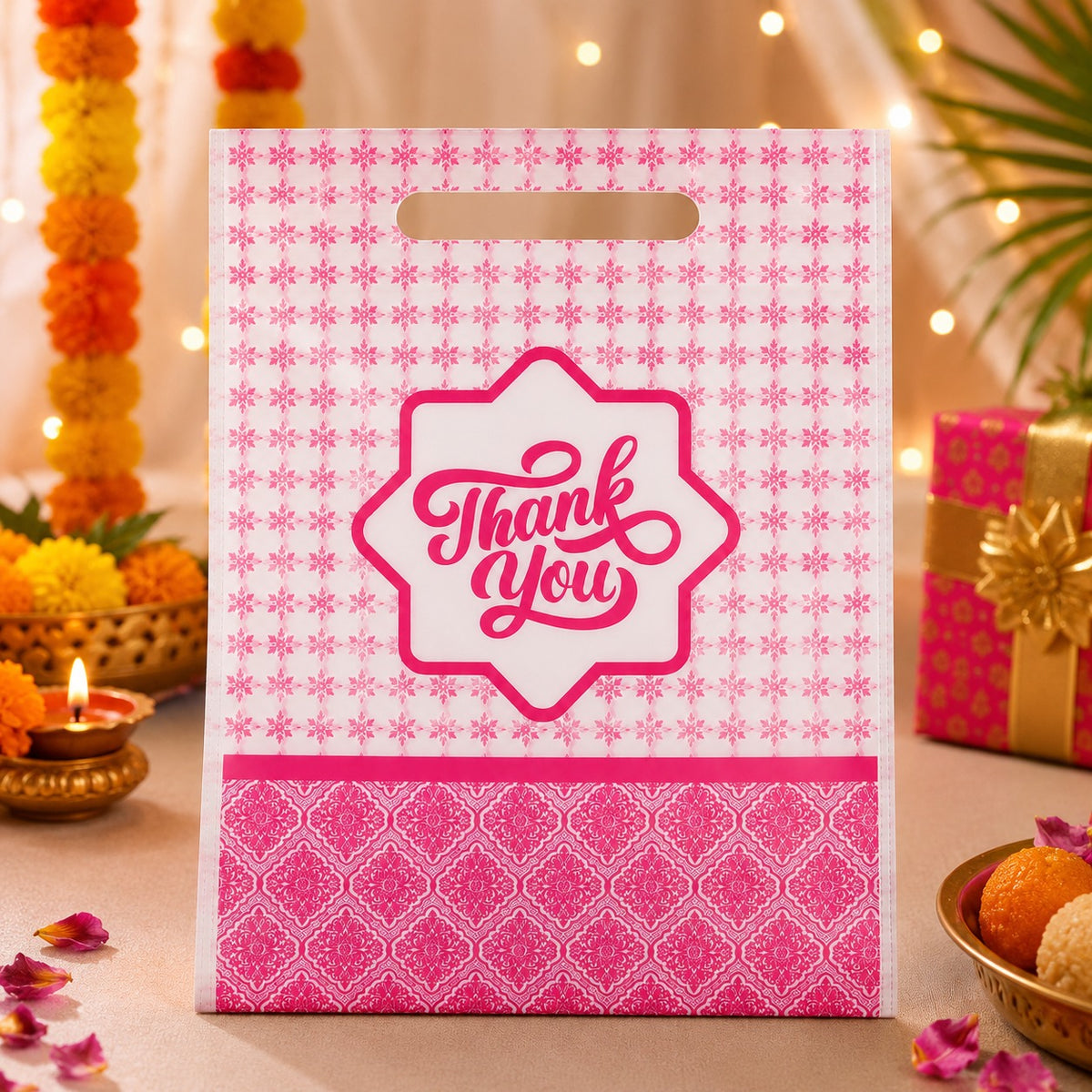 (R35) (MOQ: 30 Pcs) Thank You Printed Return Gift Bags with Handle