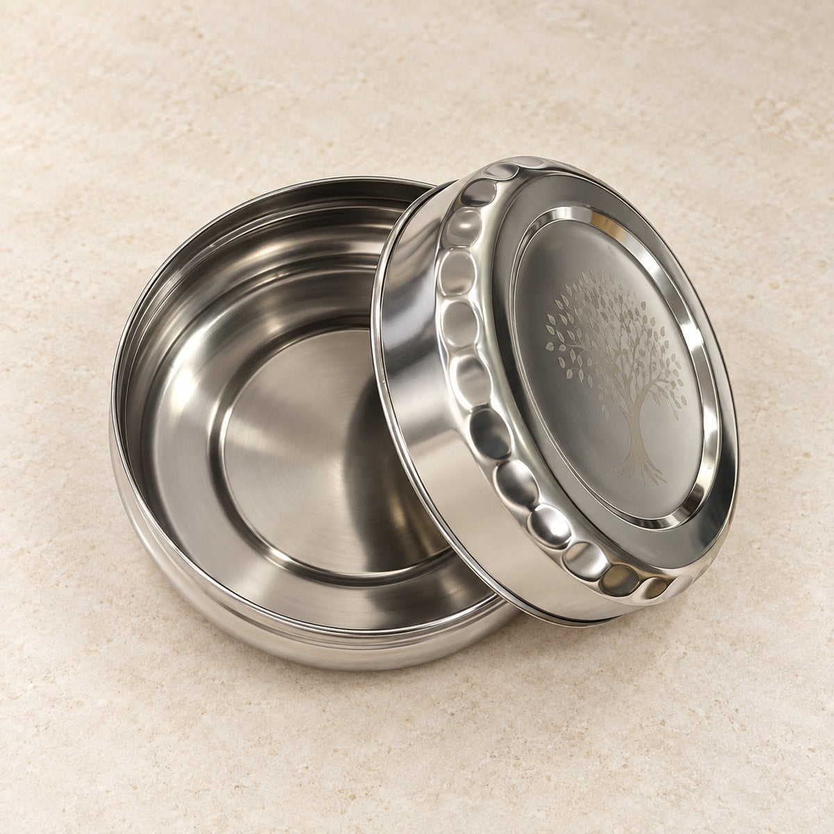 (R44) (MOQ-4 Pcs) Stainless Steel Round Lunch Box – Leak-Resistant Food Container